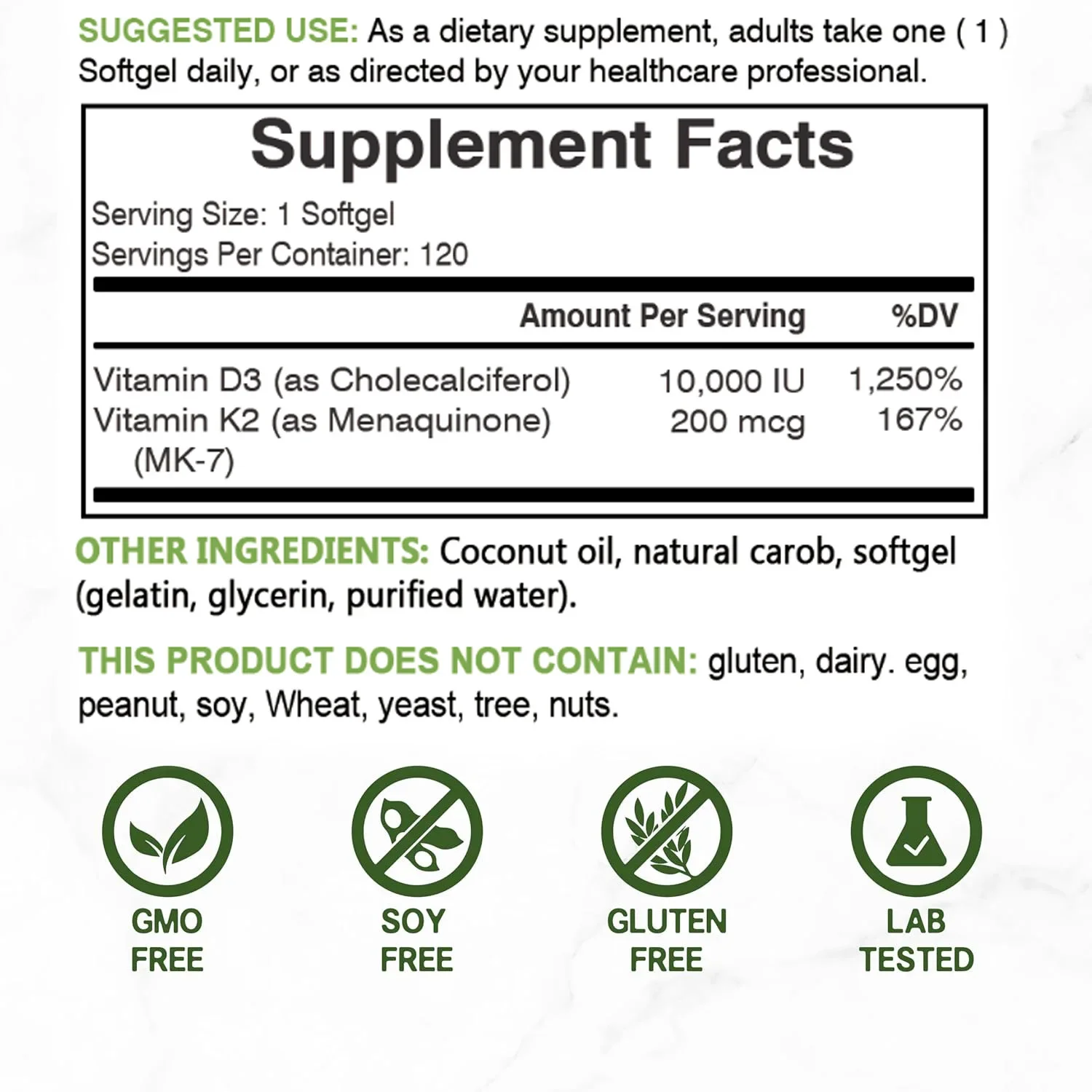 Vitamin D3 10,000 IU + K2 MK7  - Health Wellness And 리뷰 및 가격